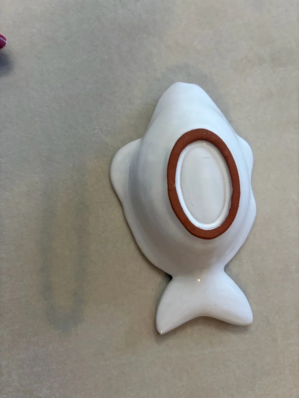 Pottery Barn White Fish Ceramic Dish with Beaded Detail